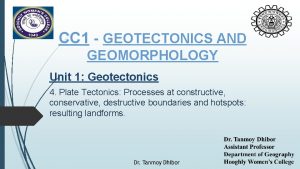 CC 1 GEOTECTONICS AND GEOMORPHOLOGY Unit 1 Geotectonics