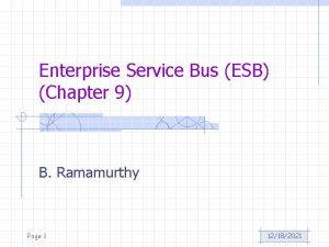 Enterprise Service Bus ESB Chapter 9 B Ramamurthy