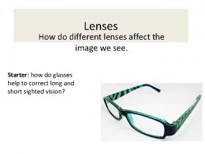 Lenses How do different lenses affect the image