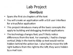 Lab Project Geo Quiz Spans the first six