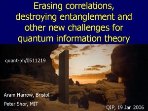 Erasing correlations destroying entanglement and other new challenges