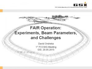 GSI Helmholtzzentrum fr Schwerionenforschung Gmb H FAIR Operation