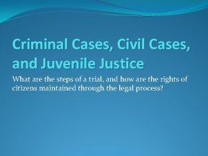 Criminal Cases Civil Cases and Juvenile Justice What