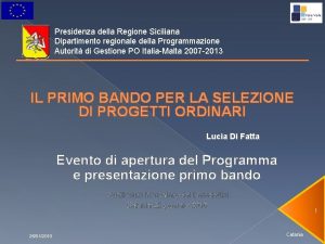 Presidenza della Regione Siciliana Dipartimento regionale della Programmazione