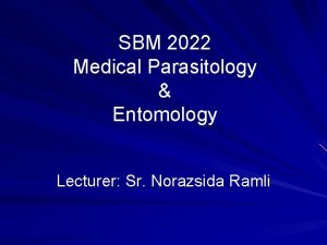 SBM 2022 Medical Parasitology Entomology Lecturer Sr Norazsida