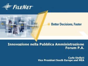 Innovazione nella Pubblica Amministrazione Forum P A Carlo
