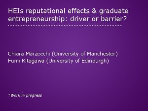 HEIs reputational effects graduate entrepreneurship driver or barrier