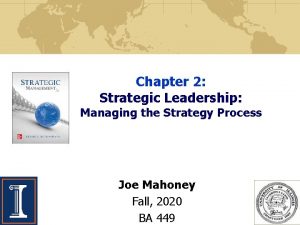 Chapter 2 Strategic Leadership Managing the Strategy Process