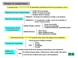 Sistemas de comunicaciones Comunicacin Transmisin de informacin de