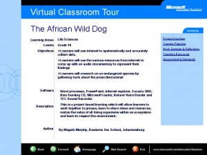 The African Wild Dog Learning Areas Levels Objectives