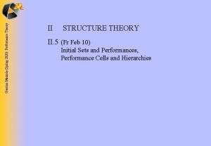 Guerino Mazzola Spring 2020 Performance Theory II STRUCTURE