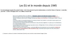Les EU et le monde depuis 1945 Frise