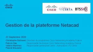 Gestion de la plateforme Netacad 22 Septembre 2020