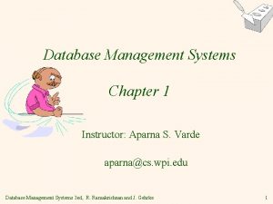 Database Management Systems Chapter 1 Instructor Aparna S