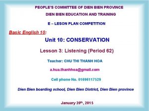 PEOPLES COMMITTEE OF DIEN BIEN PROVINCE DIEN BIEN