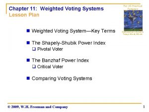 Chapter 11 Weighted Voting Systems Lesson Plan n