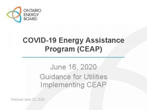 COVID19 Energy Assistance Program CEAP June 16 2020