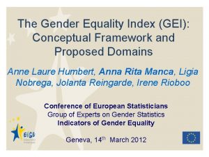 The Gender Equality Index GEI Conceptual Framework and