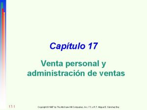 Captulo 17 Venta personal y administracin de ventas