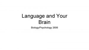 Language and Your Brain BiologyPsychology 2606 Introduction Language