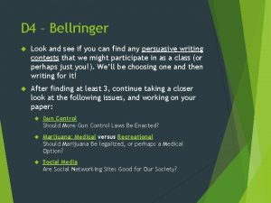 D 4 Bellringer Look and see if you