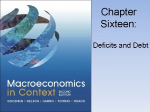 Chapter Sixteen Deficits and Debt Deficits and National