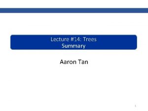 Lecture 14 Trees Summary Aaron Tan 1 Summary