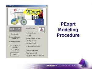 PExprt Modeling Procedure Overview w w 2 Power