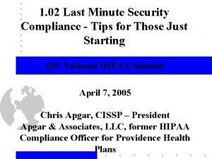 1 02 Last Minute Security Compliance Tips for
