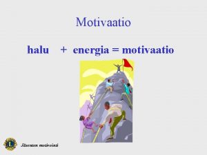 Motivaatio halu Jsenten motivointi energia motivaatio Tarpeiden tyydyttminen