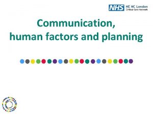 Communication human factors and planning BackgroundHuman factors aka