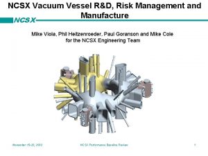 NCSX Vacuum Vessel RD Risk Management and Manufacture