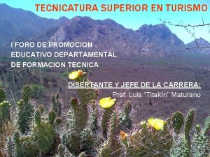 TECNICATURA SUPERIOR EN TURISMO I FORO DE PROMOCION