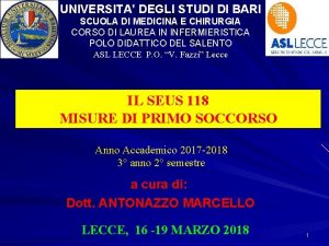 UNIVERSITA DEGLI STUDI DI BARI SCUOLA DI MEDICINA