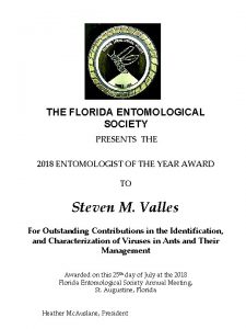 THE FLORIDA ENTOMOLOGICAL SOCIETY PRESENTS THE 2018 ENTOMOLOGIST