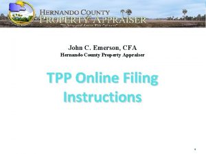 John C Emerson CFA Hernando County Property Appraiser