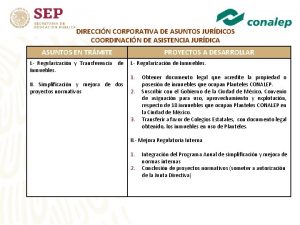 DIRECCIN CORPORATIVA DE ASUNTOS JURDICOS COORDINACIN DE ASISTENCIA