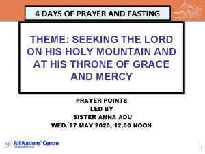 Theme for prayer and fasting