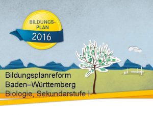 Bildungsplanreform BadenWrttemberg Biologie Sekundarstufe I Gliederung 1 Bildungsplanreform