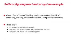 Selfconfiguring mechanical system example l Vision Set of