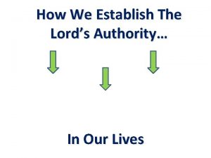 How We Establish The Lords Authority In Our