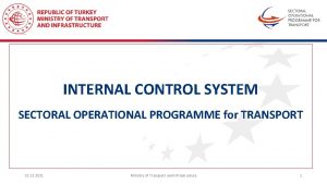 MINISTRY OF TANSPORT AND INFRASTRUCTURE INTERNAL CONTROL SYSTEM