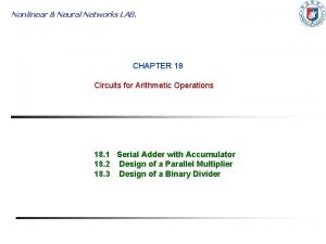 Nonlinear Neural Networks LAB CHAPTER 18 Circuits for