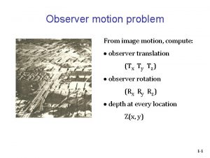 Observer motion problem From image motion compute observer