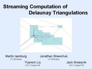 Streaming Computation of Delaunay Triangulations Martin Isenburg Jonathan