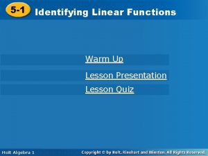 5 1 Identifying Linear Functions Warm Up Lesson