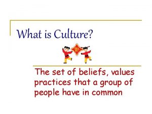 What is Culture The set of beliefs values