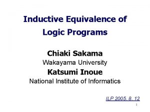 Inductive Equivalence of Logic Programs Chiaki Sakama Wakayama