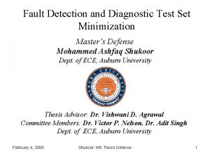 Fault Detection and Diagnostic Test Set Minimization Masters