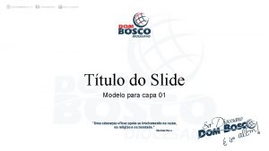 Ttulo do Slide Modelo para capa 01 Ttulo